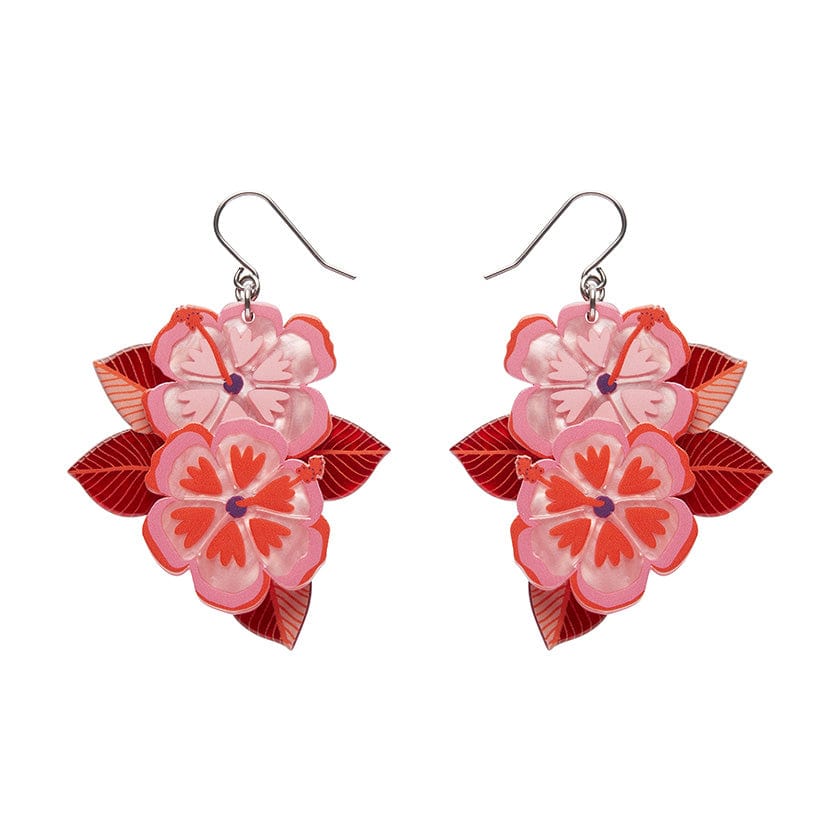 Halcyon Hibiscus Drop Earrings  -  Erstwilder  -  Quirky Resin and Enamel Accessories