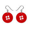 Button Drop Earrings - Red  -  Erstwilder Essentials  -  Quirky Resin and Enamel Accessories