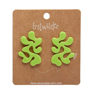 Statement Coral Stud Earrings - Green  -  Erstwilder Essentials  -  Quirky Resin and Enamel Accessories