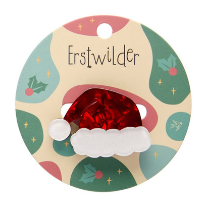 Santa's New Hat Simplified Mini Brooch  -  Erstwilder Simplified  -  Quirky Resin and Enamel Accessories