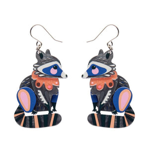 The Resourceful Raccoon Drop Earrings (IMPERFECT)  -  Erstwilder  -  Quirky Resin and Enamel Accessories