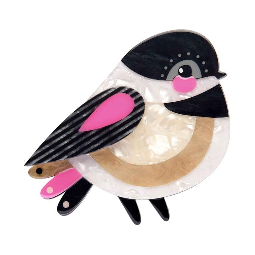 The Chirpy Black-Capped Chickadee Brooch  -  Erstwilder  -  Quirky Resin and Enamel Accessories