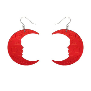 Moon Mirror Drop Earrings - Red  -  Erstwilder Essentials  -  Quirky Resin and Enamel Accessories