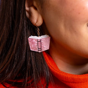 Story Book Drop Earrings - Pale Pink  -  Erstwilder Essentials  -  Quirky Resin and Enamel Accessories