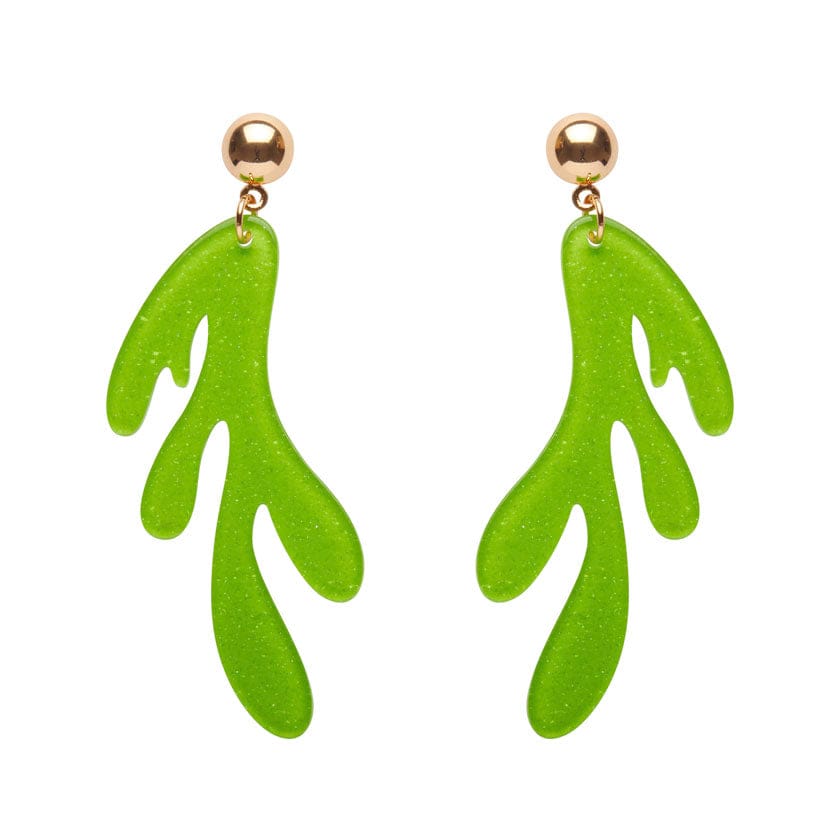 Reef Coral Drop Earrings - Green  -  Erstwilder Essentials  -  Quirky Resin and Enamel Accessories
