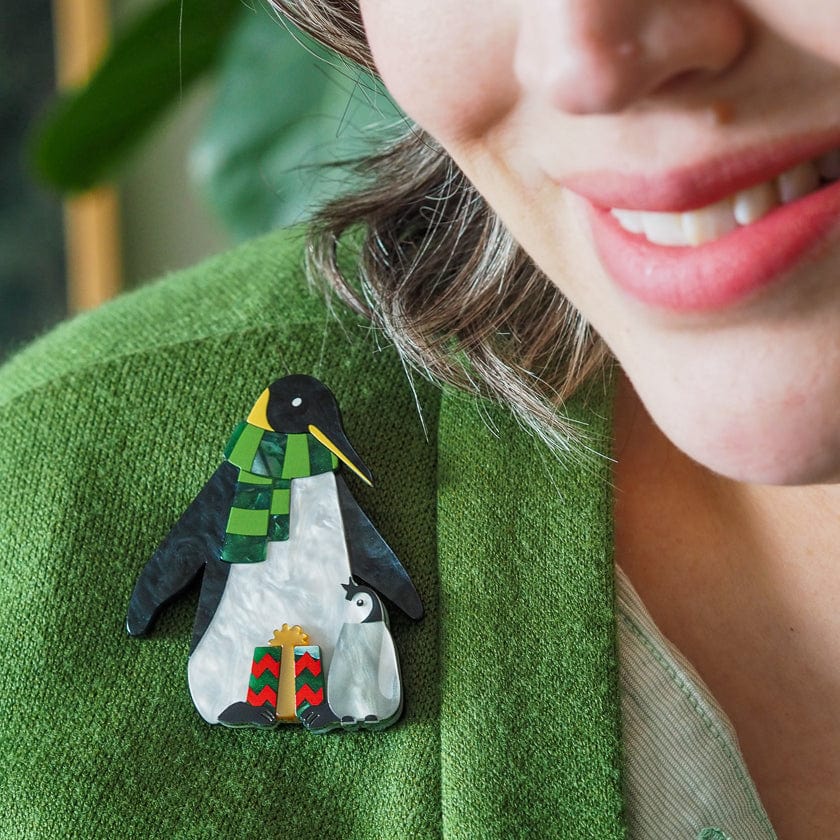 Paddy & Pip the Penguins Brooch  -  Erstwilder  -  Quirky Resin and Enamel Accessories
