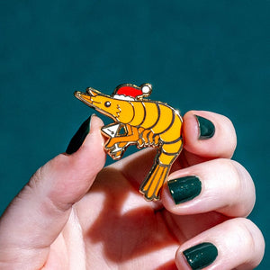 Pascal the Prawn Enamel Pin  -  Erstwilder  -  Quirky Resin and Enamel Accessories