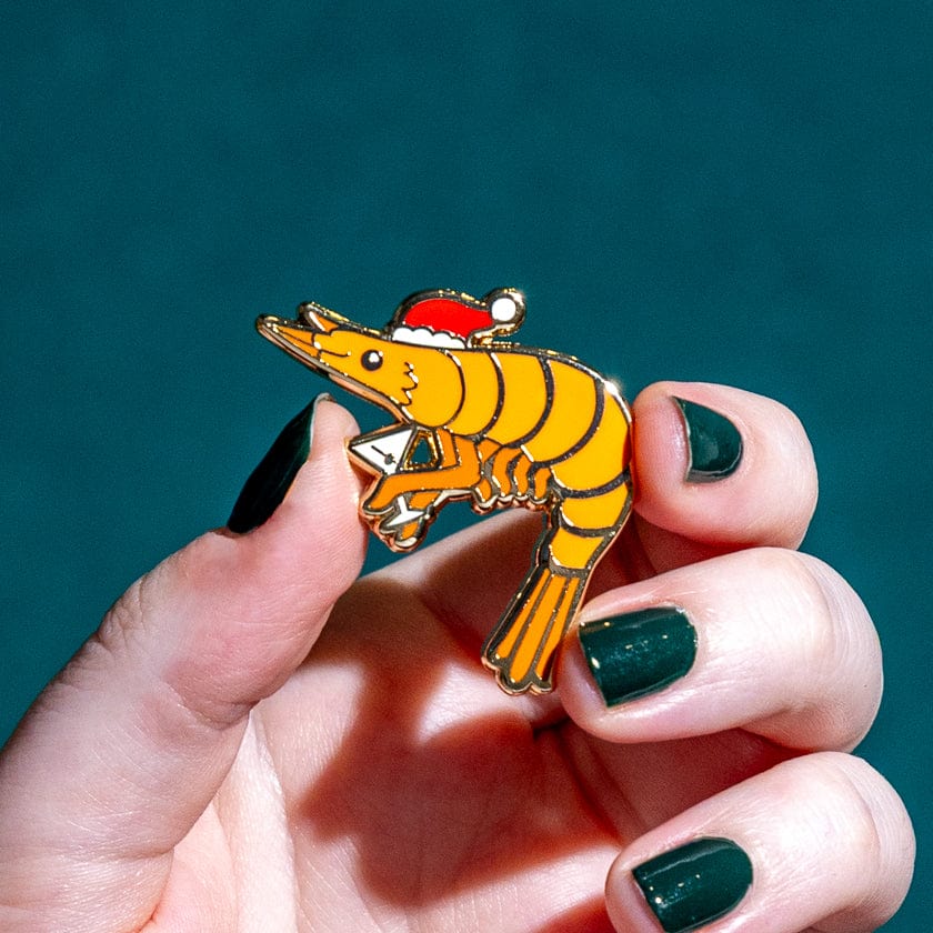 Pascal the Prawn Enamel Pin  -  Erstwilder  -  Quirky Resin and Enamel Accessories