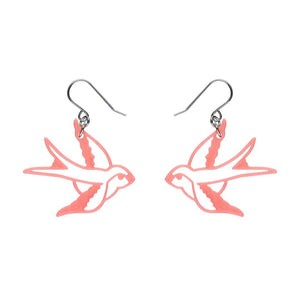 Swallow Drop Earrings - Pink  -  Erstwilder Essentials  -  Quirky Resin and Enamel Accessories