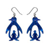 Double Penguin Drop Earrings - Blue