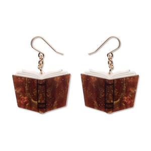 Story Book Drop Earrings - Brown  -  Erstwilder Essentials  -  Quirky Resin and Enamel Accessories