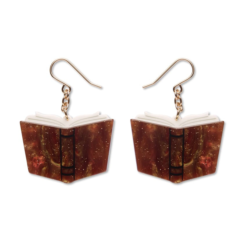 Story Book Drop Earrings - Brown  -  Erstwilder Essentials  -  Quirky Resin and Enamel Accessories