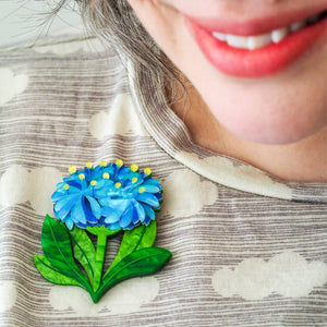 Blue Pincushion Brooch  -  Erstwilder  -  Quirky Resin and Enamel Accessories