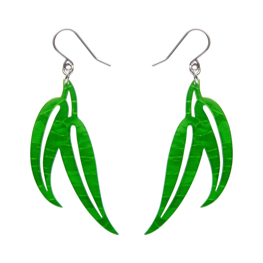 Gum Leaf Drop Earrings - Green  -  Erstwilder Essentials  -  Quirky Resin and Enamel Accessories