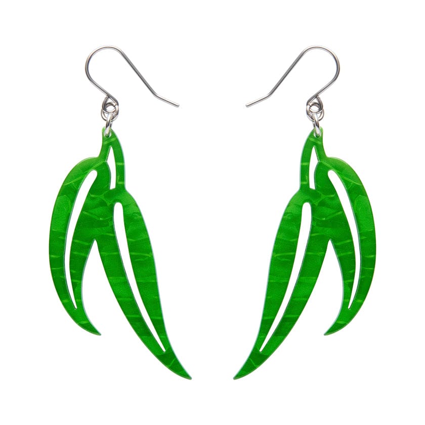 Gum Leaf Drop Earrings - Green  -  Erstwilder Essentials  -  Quirky Resin and Enamel Accessories