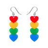 Rainbow Hearts Drop Earrings  -  Erstwilder Essentials  -  Quirky Resin and Enamel Accessories