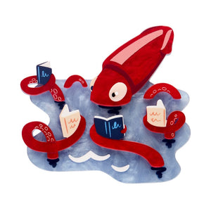 Cal the Giant Squid Brooch  -  Erstwilder  -  Quirky Resin and Enamel Accessories