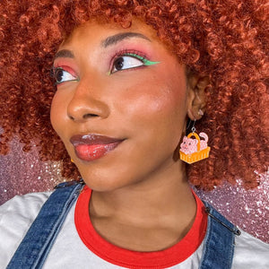 Cozy Custard Cat Drop Earrings  -  Erstwilder  -  Quirky Resin and Enamel Accessories