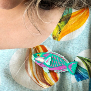 Bleeker's Parrotfish Brooch  -  Erstwilder  -  Quirky Resin and Enamel Accessories