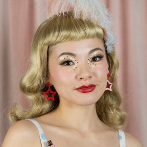 Double Star Stud Earrings – Red  -  Erstwilder Essentials  -  Quirky Resin and Enamel Accessories