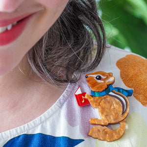 Charlie the Chipmunk Brooch  -  Erstwilder  -  Quirky Resin and Enamel Accessories
