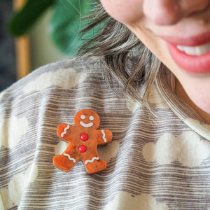 Gingerbread Man Simplified Mini Brooch  -  Erstwilder Simplified  -  Quirky Resin and Enamel Accessories