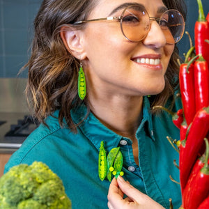 Peas Please Brooch  -  Erstwilder  -  Quirky Resin and Enamel Accessories