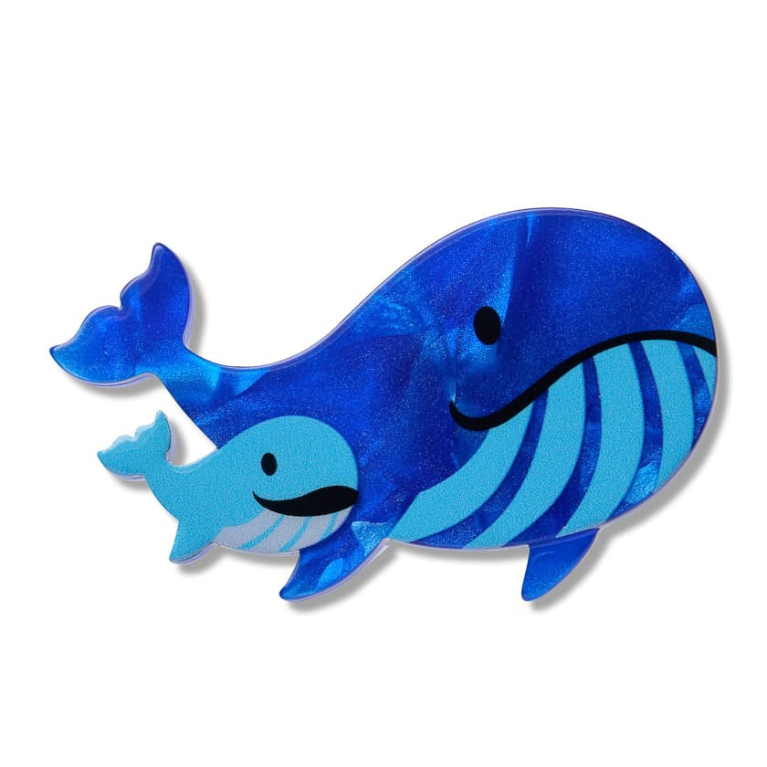 Whales Simplified Mini Brooch  -  Erstwilder Simplified  -  Quirky Resin and Enamel Accessories