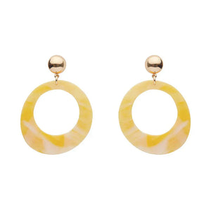 Statement Marble Resin Circle Drop Earrings - Yellow  -  Erstwilder Essentials  -  Quirky Resin and Enamel Accessories