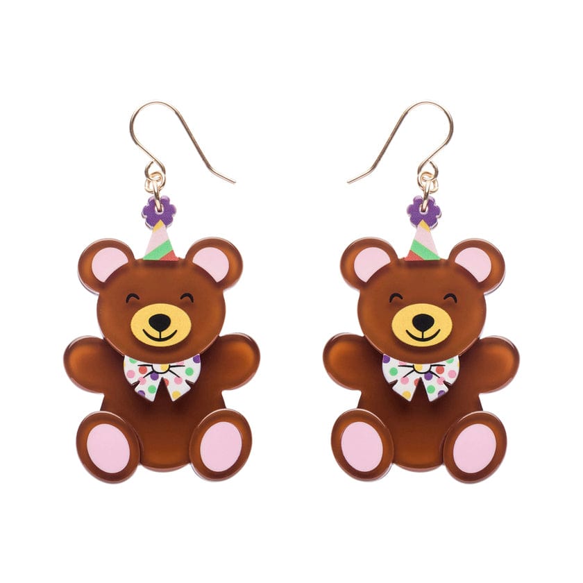 Grand Prize Teddy Drop Earrings  -  Erstwilder  -  Quirky Resin and Enamel Accessories