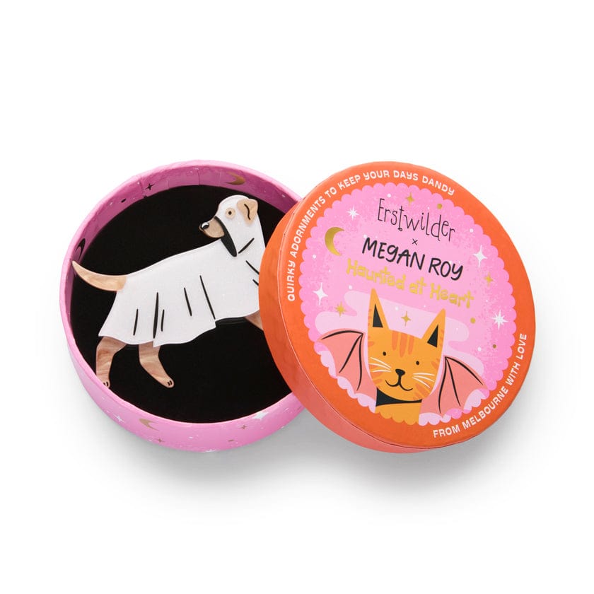 Poltergeist Pooch Brooch  -  Erstwilder  -  Quirky Resin and Enamel Accessories