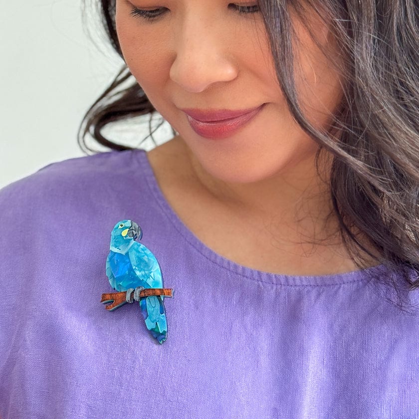 Glaucous Macaw Brooch  -  Erstwilder  -  Quirky Resin and Enamel Accessories