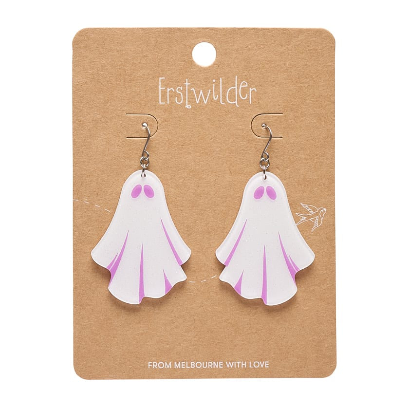 Ghostie Drop Earrings - White  -  Erstwilder Essentials  -  Quirky Resin and Enamel Accessories