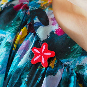 Red Starfish Simplified Mini Brooch  -  Erstwilder Simplified  -  Quirky Resin and Enamel Accessories
