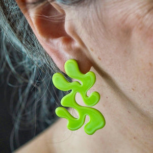Statement Coral Stud Earrings - Green  -  Erstwilder Essentials  -  Quirky Resin and Enamel Accessories
