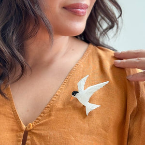 New Zealand Fairy Tern Brooch  -  Erstwilder  -  Quirky Resin and Enamel Accessories