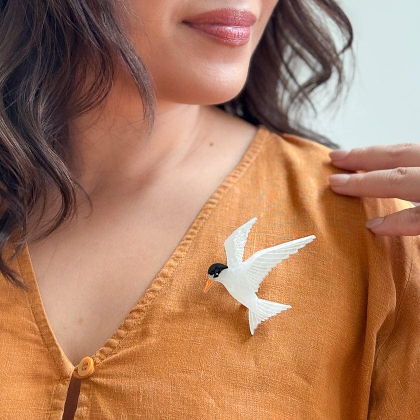 New Zealand Fairy Tern Brooch  -  Erstwilder  -  Quirky Resin and Enamel Accessories
