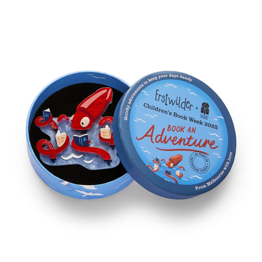 Cal the Giant Squid Brooch  -  Erstwilder  -  Quirky Resin and Enamel Accessories