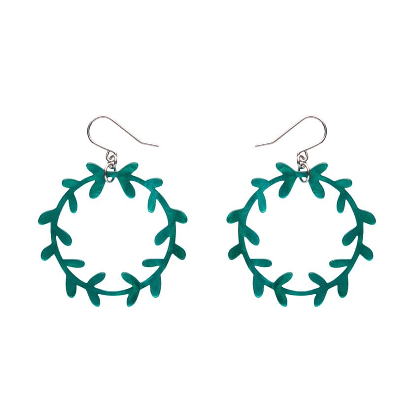 Wreath Drop Earrings – Teal  -  Erstwilder Essentials  -  Quirky Resin and Enamel Accessories