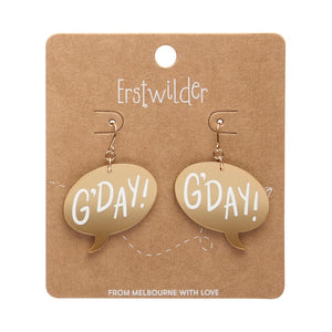G'DAY Drop Earrings - Gold  -  Erstwilder Essentials  -  Quirky Resin and Enamel Accessories