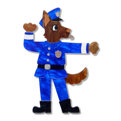 Officer Wags Brooch  -  Erstwilder  -  Quirky Resin and Enamel Accessories