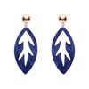Leaf Drop Earrings – Navy