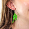 Gum Leaf Drop Earrings - Green