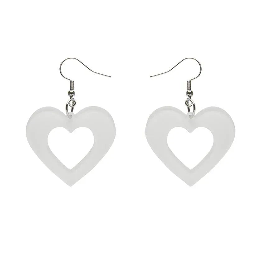 Heart Bubble Resin Drop Earrings - White  -  Erstwilder Essentials  -  Quirky Resin and Enamel Accessories