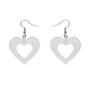 Heart Bubble Resin Drop Earrings - White  -  Erstwilder Essentials  -  Quirky Resin and Enamel Accessories