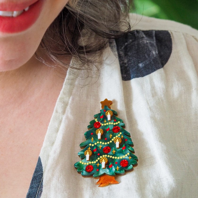 Christmas Tree Centre-Piece Brooch  -  Erstwilder  -  Quirky Resin and Enamel Accessories