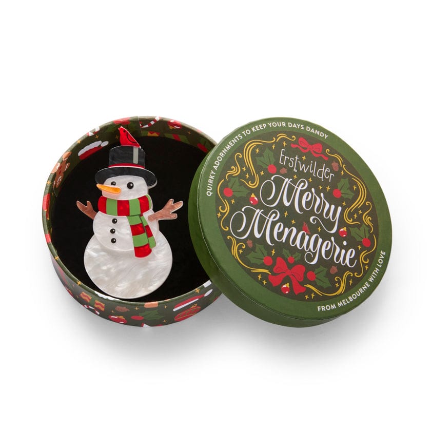 Frosty Fellow Brooch  -  Erstwilder  -  Quirky Resin and Enamel Accessories