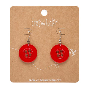 Button Drop Earrings - Red  -  Erstwilder Essentials  -  Quirky Resin and Enamel Accessories
