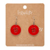 Button Drop Earrings - Red