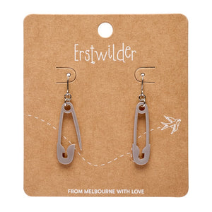 Safety Pin Drop Earrings - Silver  -  Erstwilder Essentials  -  Quirky Resin and Enamel Accessories